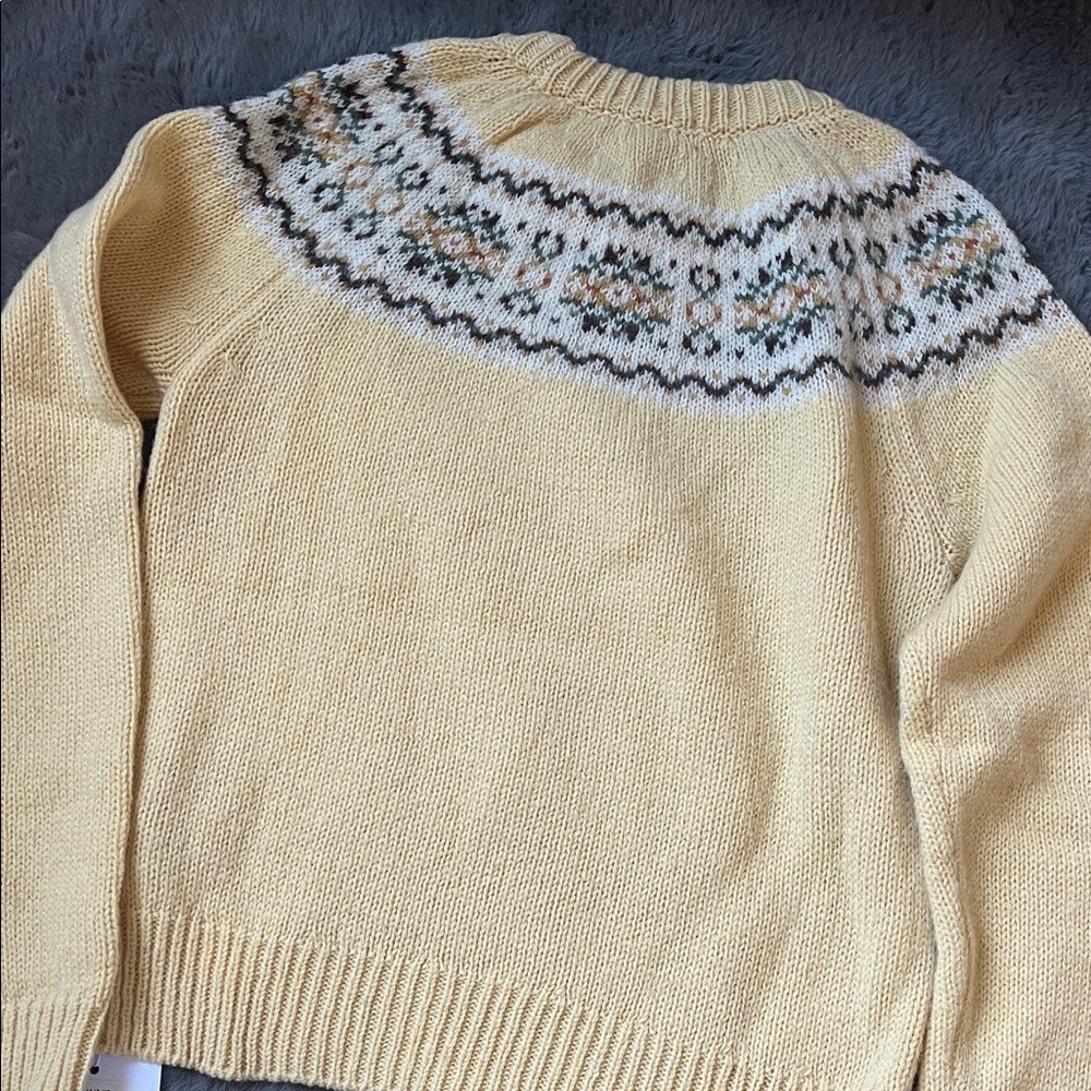 CELINE Yellow Fair Isle Yoke Wool Sweater - Picture 5 of 7